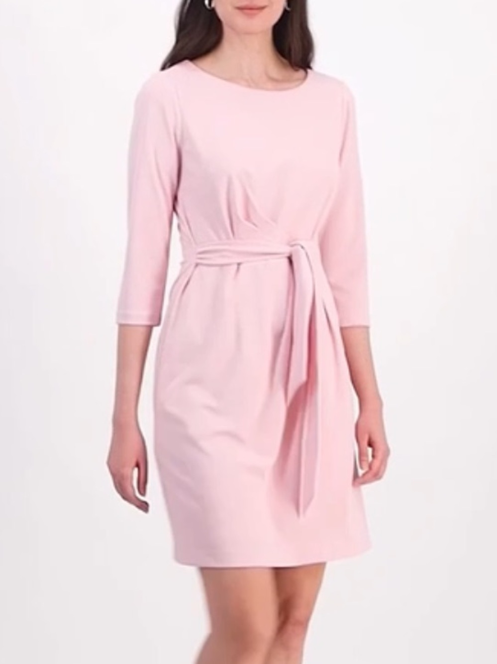 Tahari ASL Blush Pink Sheath Dress Size 10 Side Knot 3/4 Sleeve Career Cocktail